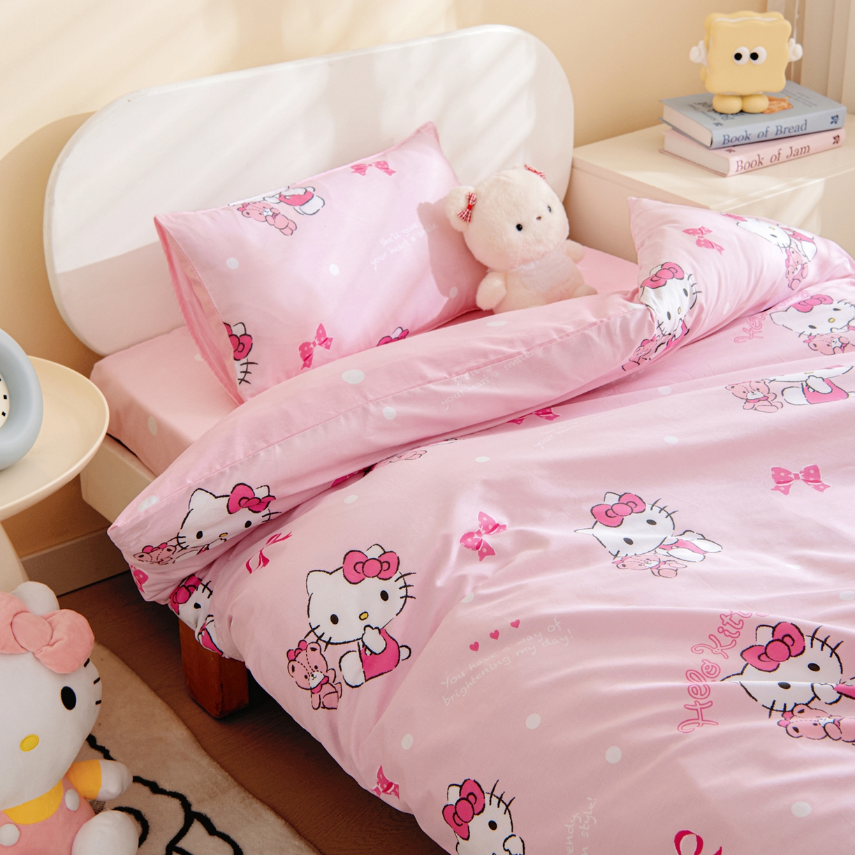 91家纺网 家纺一手货源 找家纺 孩子王家纺 2026新款卡通全棉纯棉正版授权三丽鸥幼儿园套件三件套六件套多件套 甜甜kt