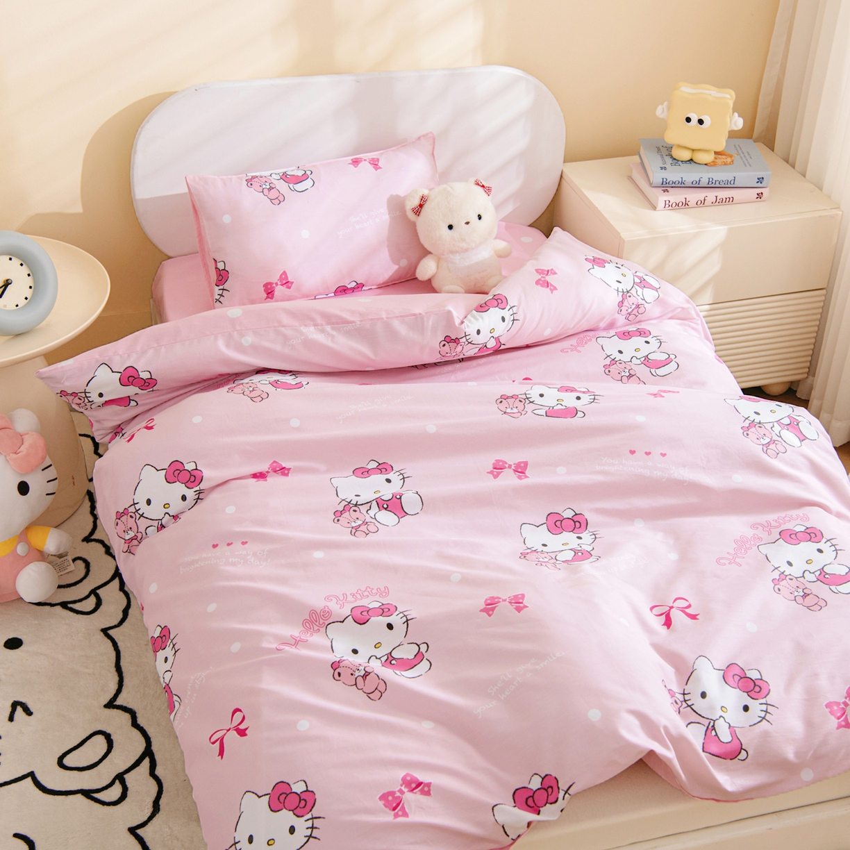 91家纺网 家纺一手货源 找家纺 孩子王家纺 2026新款卡通全棉纯棉正版授权三丽鸥幼儿园套件三件套六件套多件套 甜甜kt