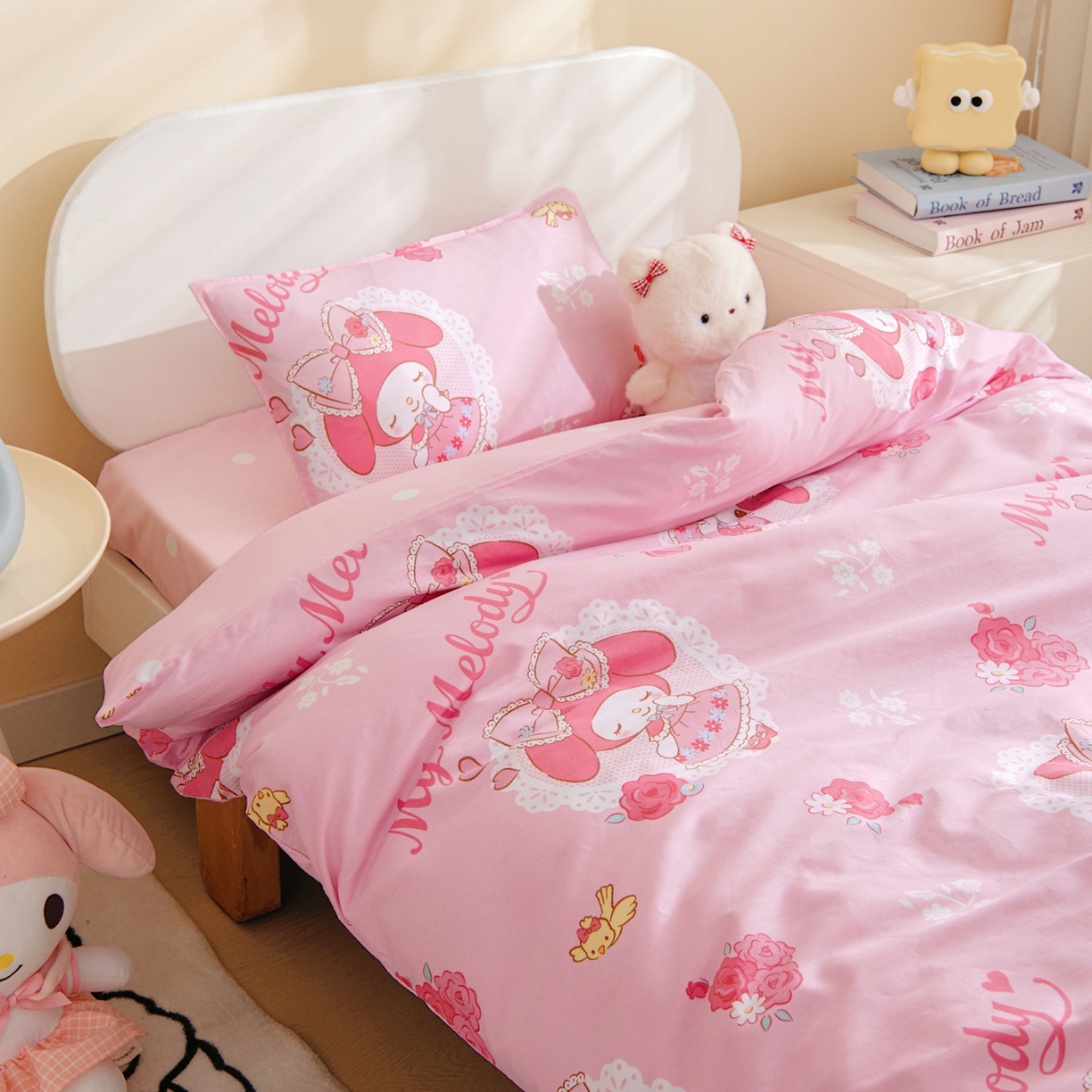 91家纺网 家纺一手货源 找家纺 孩子王家纺 2026新款卡通全棉纯棉正版授权三丽鸥幼儿园套件三件套六件套多件套 晚安美乐蒂