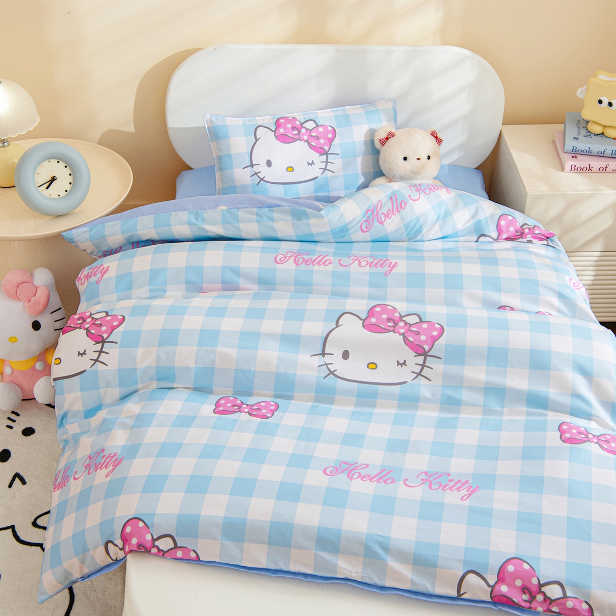 91家纺网 家纺一手货源 找家纺 孩子王家纺 2026新款卡通全棉纯棉正版授权三丽鸥幼儿园套件三件套六件套多件套 甜美kt