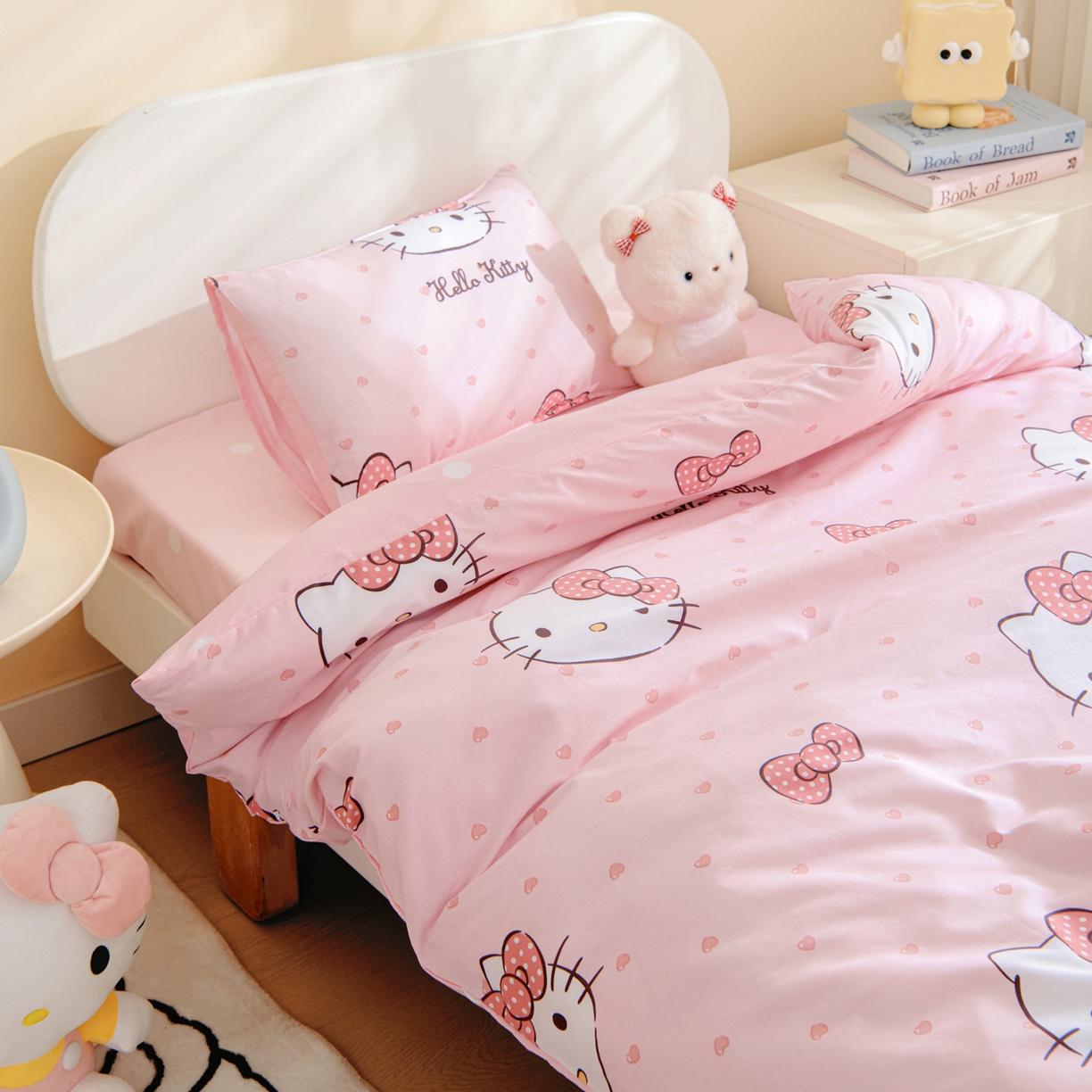 91家纺网 家纺一手货源 找家纺 孩子王家纺 2026新款卡通全棉纯棉正版授权三丽鸥幼儿园套件三件套六件套多件套 甜糯kt