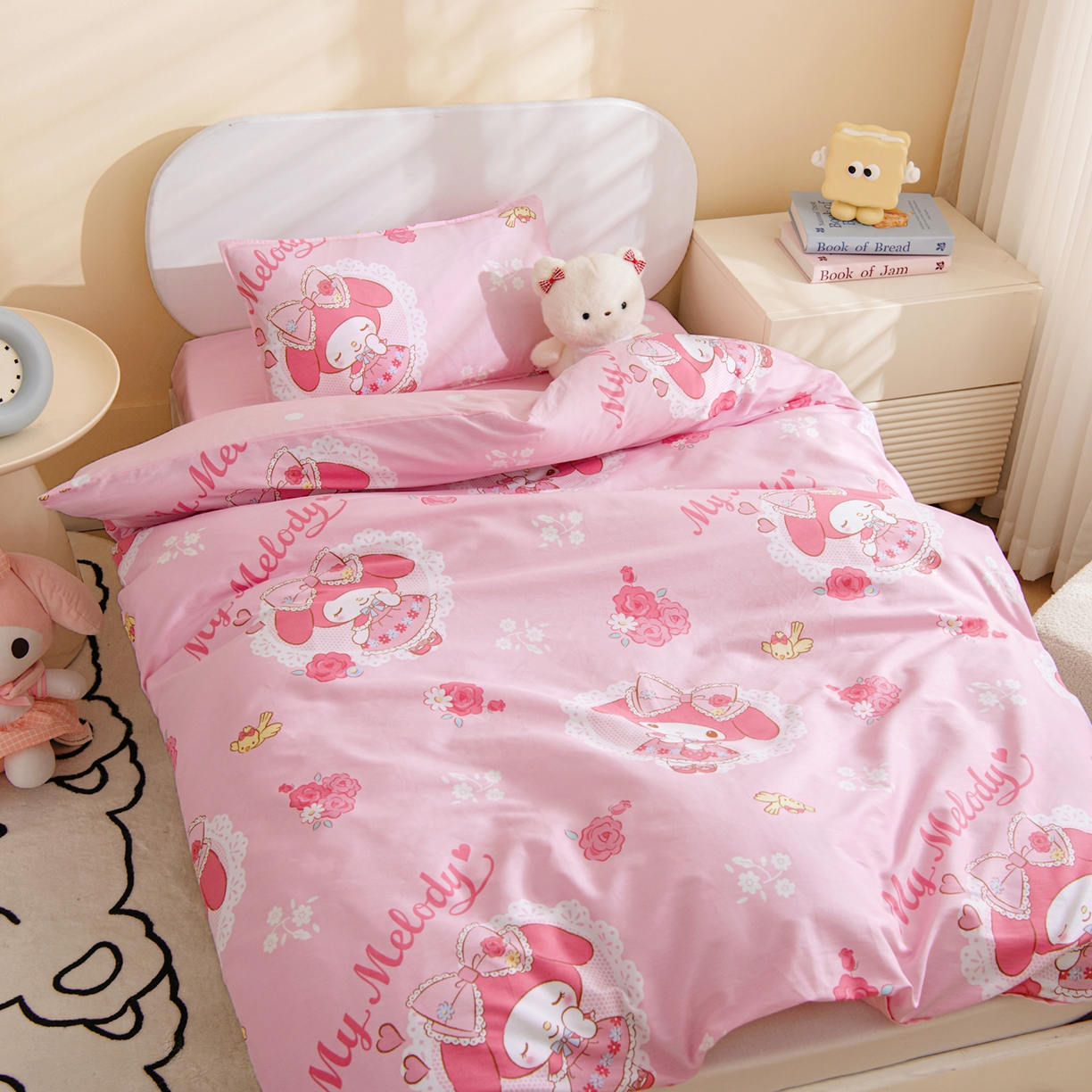 91家纺网 家纺一手货源 找家纺 孩子王家纺 2026新款卡通全棉纯棉正版授权三丽鸥幼儿园套件三件套六件套多件套 晚安美乐蒂