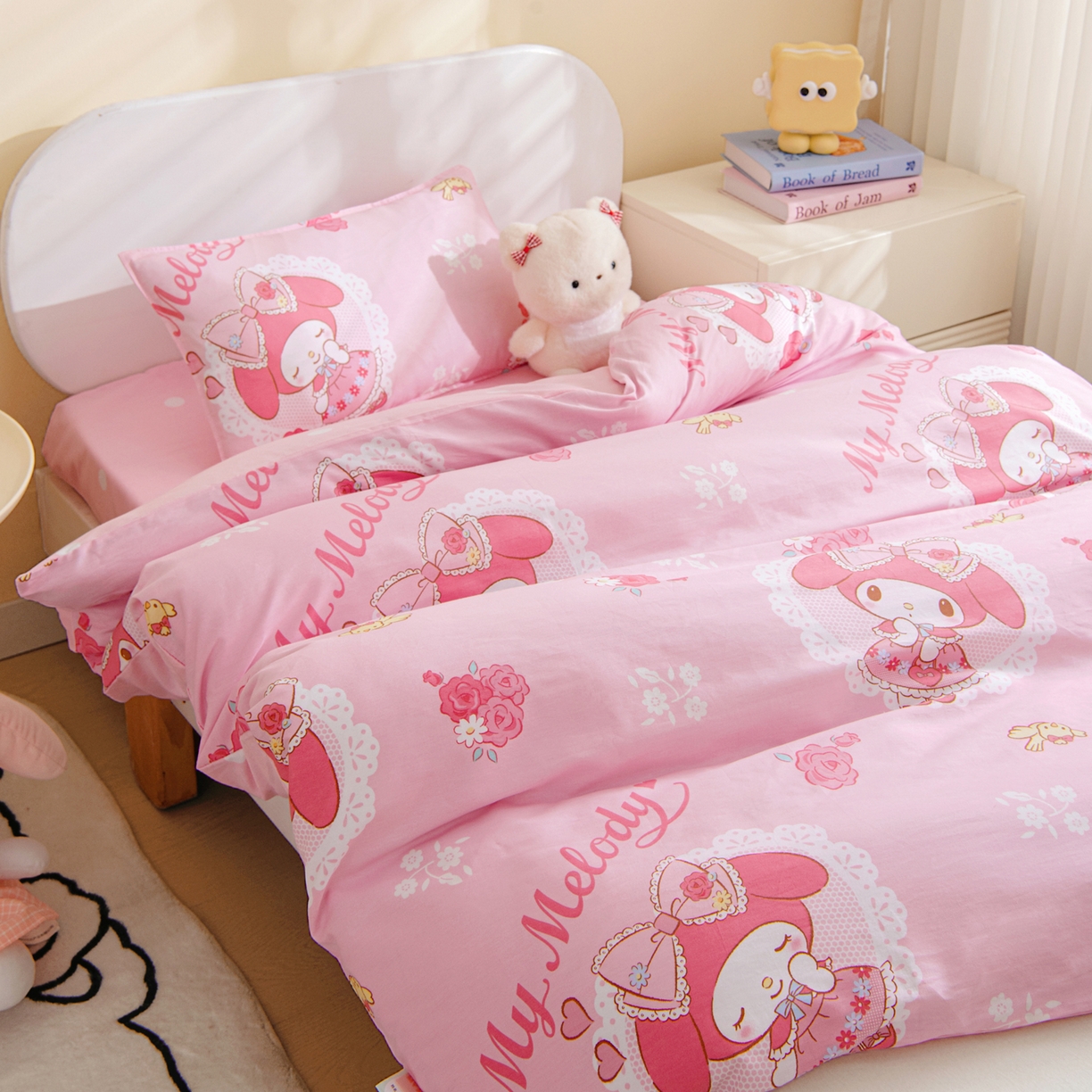 91家纺网 家纺一手货源 找家纺 孩子王家纺 2026新款卡通全棉纯棉正版授权三丽鸥幼儿园套件三件套六件套多件套 晚安美乐蒂