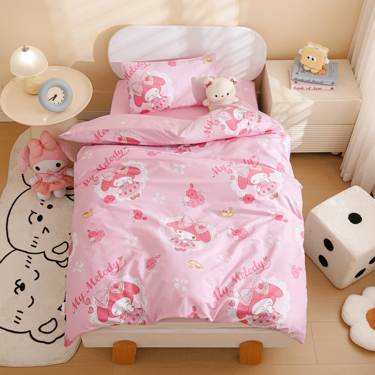 91家纺网 家纺一手货源 找家纺 孩子王家纺 2026新款卡通全棉纯棉正版授权三丽鸥幼儿园套件三件套六件套多件套 晚安美乐蒂