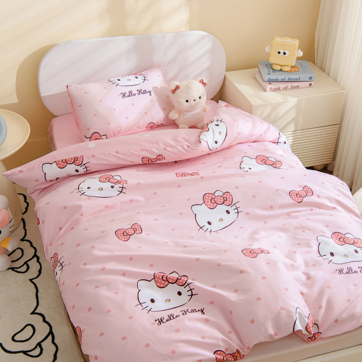 91家纺网 家纺一手货源 找家纺 孩子王家纺 2026新款卡通全棉纯棉正版授权三丽鸥幼儿园套件三件套六件套多件套 甜糯kt