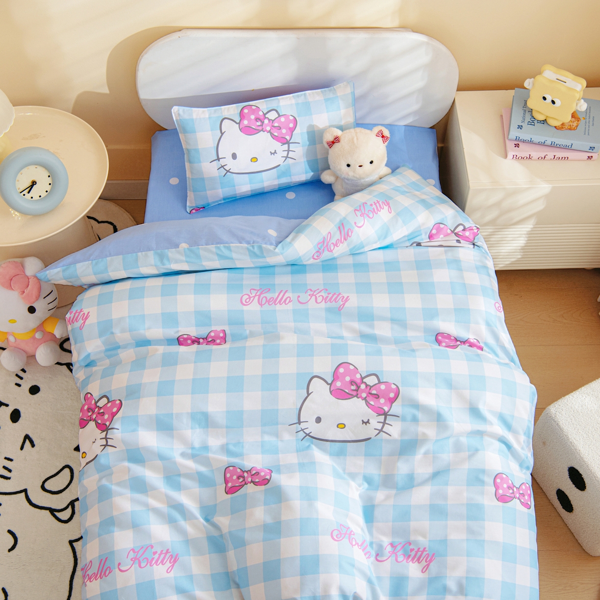 91家纺网 家纺一手货源 找家纺 孩子王家纺 2026新款卡通全棉纯棉正版授权三丽鸥幼儿园套件三件套六件套多件套 甜美kt