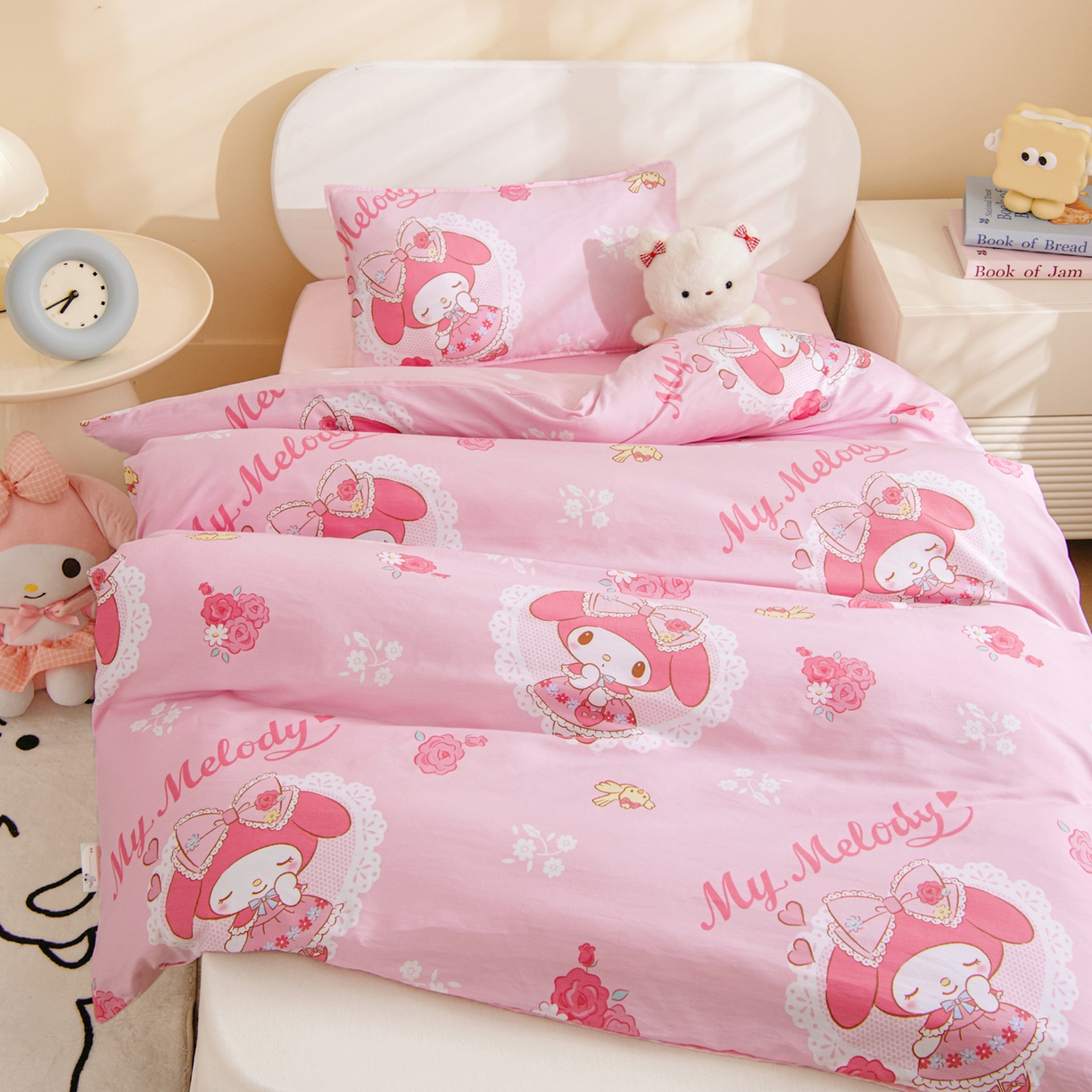 91家纺网 家纺一手货源 找家纺 孩子王家纺 2026新款卡通全棉纯棉正版授权三丽鸥幼儿园套件三件套六件套多件套 晚安美乐蒂