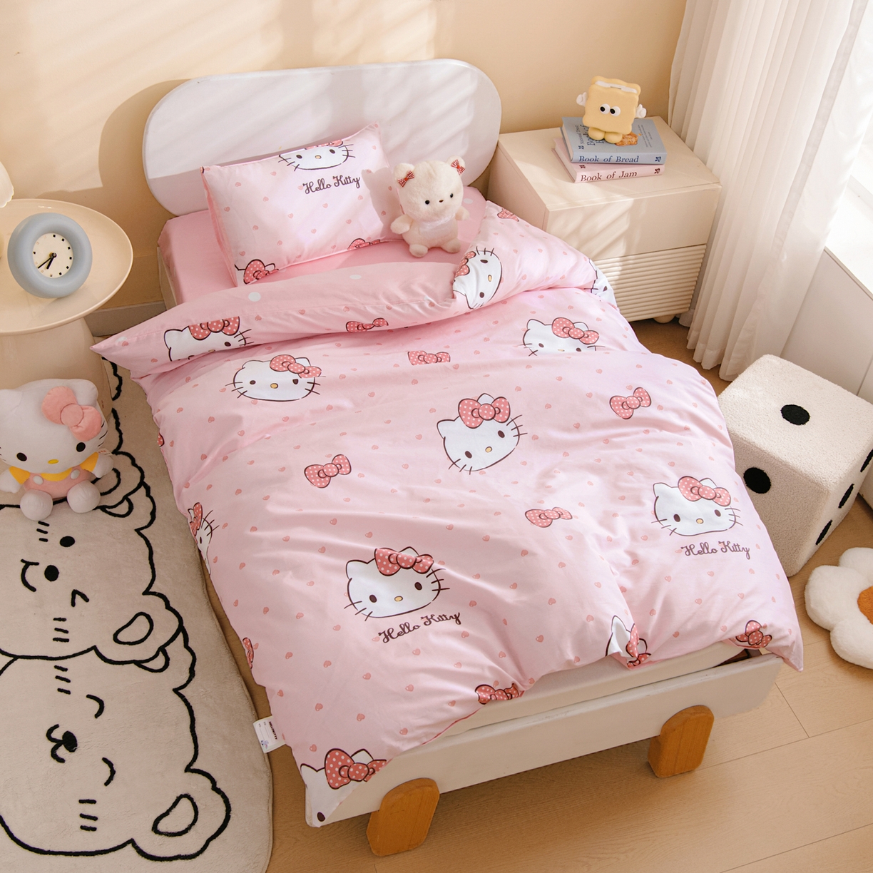 91家纺网 家纺一手货源 找家纺 孩子王家纺 2026新款卡通全棉纯棉正版授权三丽鸥幼儿园套件三件套六件套多件套 甜糯kt