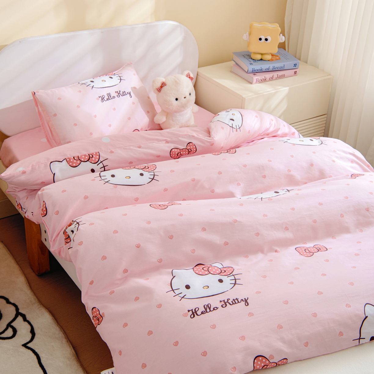 91家纺网 家纺一手货源 找家纺 孩子王家纺 2026新款卡通全棉纯棉正版授权三丽鸥幼儿园套件三件套六件套多件套 甜糯kt