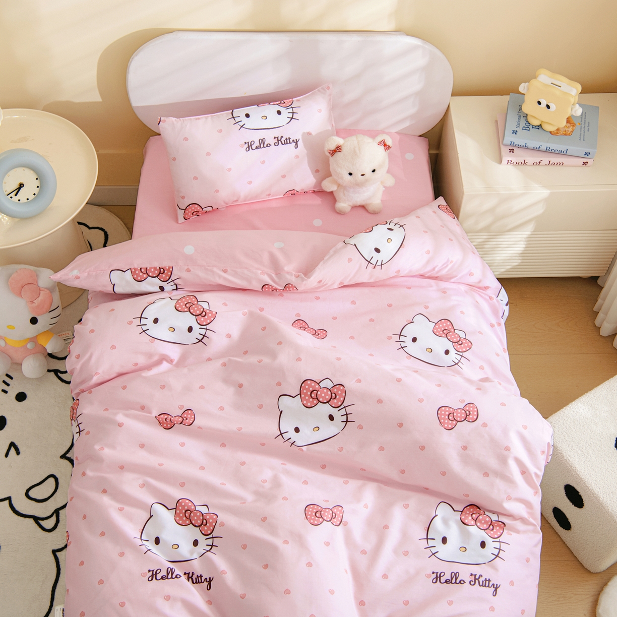 91家纺网 家纺一手货源 找家纺 孩子王家纺 2026新款卡通全棉纯棉正版授权三丽鸥幼儿园套件三件套六件套多件套 甜糯kt