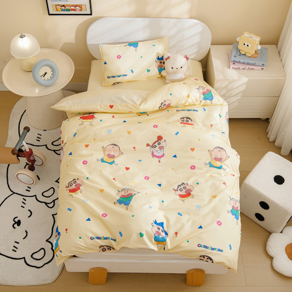 91家纺网 家纺一手货源 找家纺 （总）孩子王家纺 2026新款卡通全棉纯棉正版授权蜡笔小新幼儿园套件三件套六件套多件套