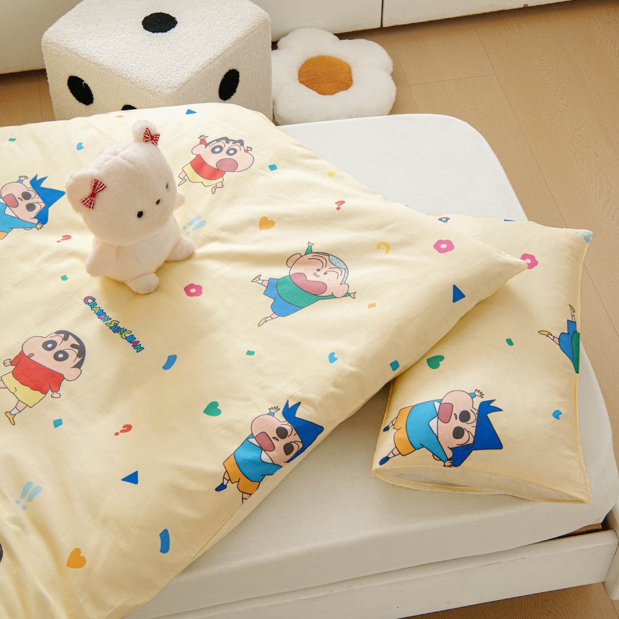 91家纺网 家纺一手货源 找家纺 （总）孩子王家纺 2026新款卡通全棉纯棉正版授权蜡笔小新幼儿园套件三件套六件套多件套