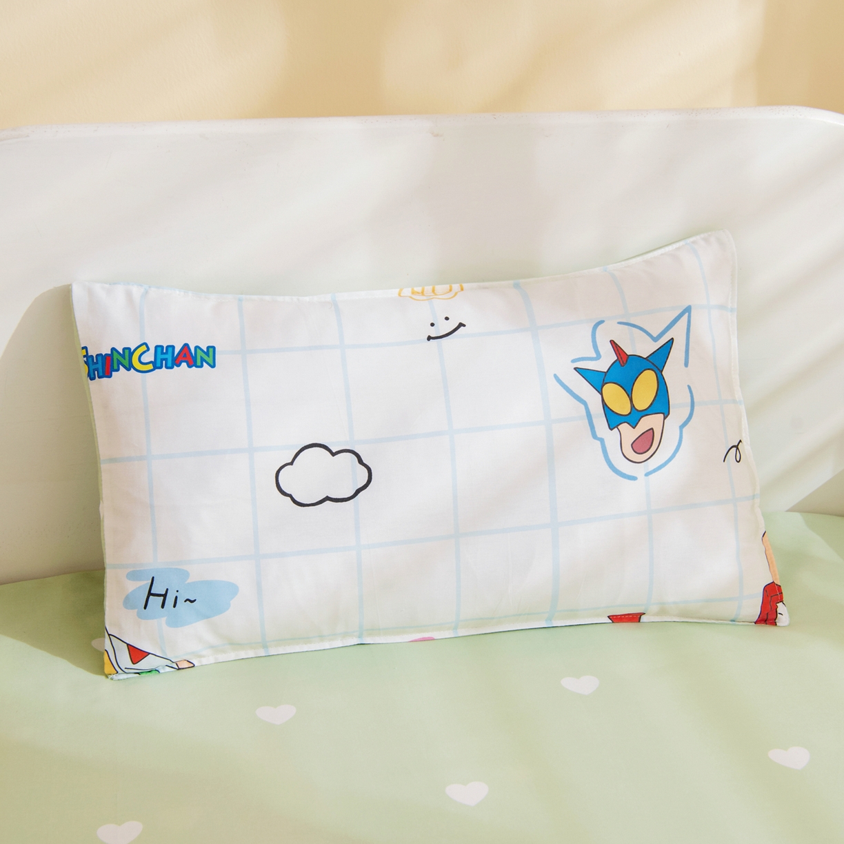 91家纺网 家纺一手货源 找家纺 孩子王家纺 2026新款卡通全棉纯棉正版授权蜡笔小新幼儿园套件三件套六件套多件套 动感小新