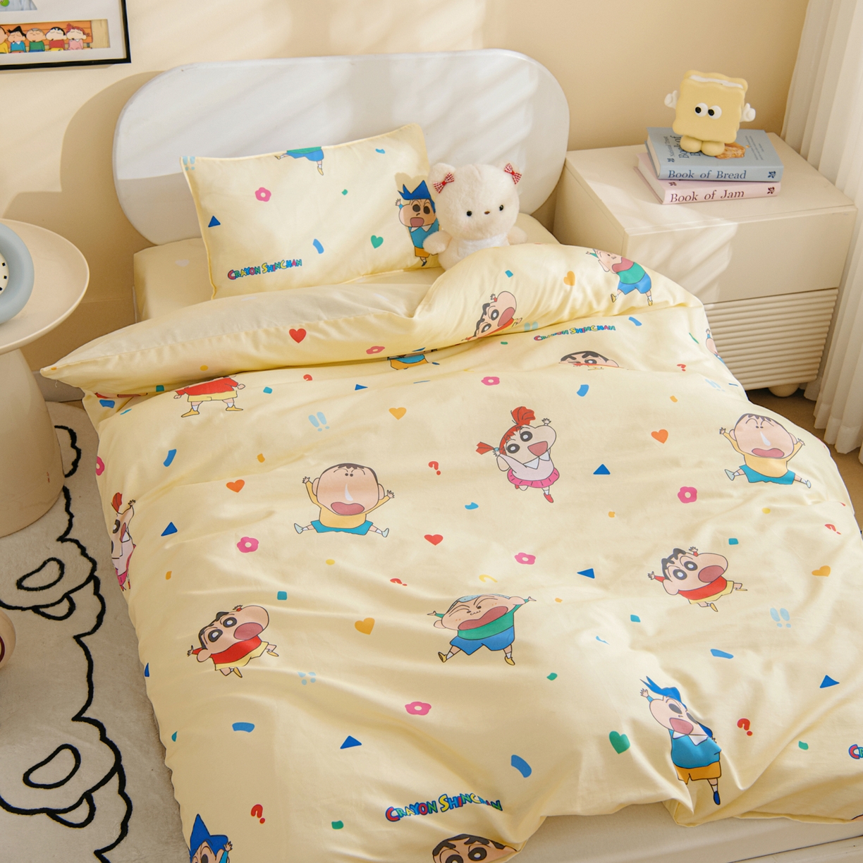 91家纺网 家纺一手货源 找家纺 孩子王家纺 2026新款卡通全棉纯棉正版授权蜡笔小新幼儿园套件三件套六件套多件套 春日部家族