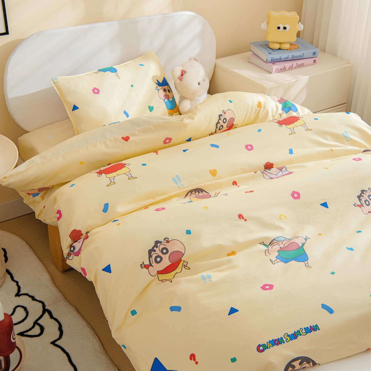 91家纺网 家纺一手货源 找家纺 孩子王家纺 2026新款卡通全棉纯棉正版授权蜡笔小新幼儿园套件三件套六件套多件套 春日部家族