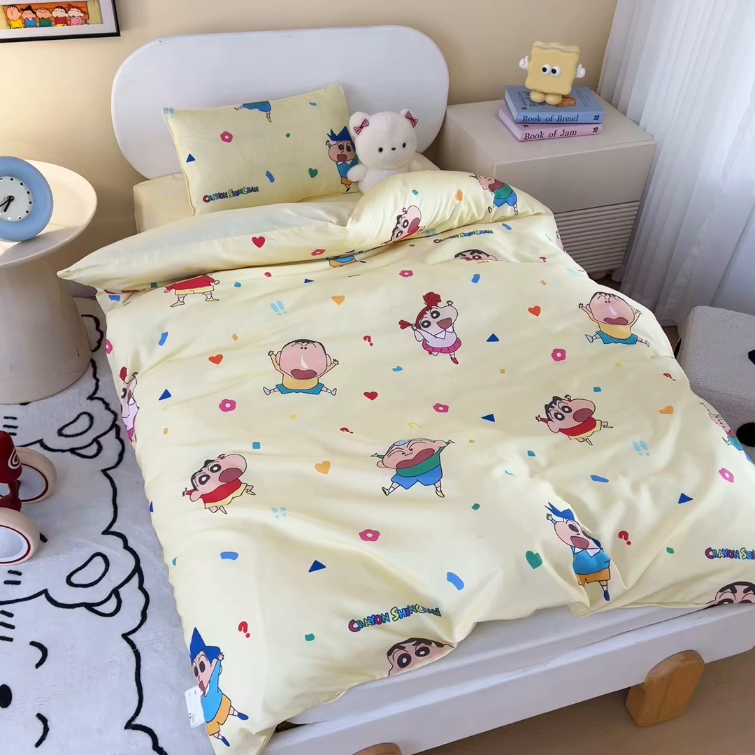 91家纺网 家纺一手货源 找家纺 （总）孩子王家纺 2026新款卡通全棉纯棉正版授权蜡笔小新幼儿园套件三件套六件套多件套