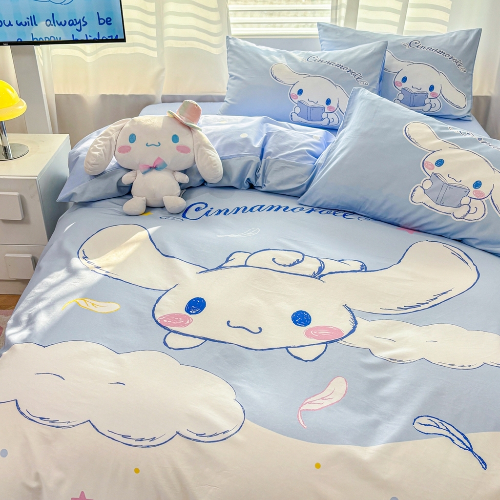 91家纺网 家纺一手货源 找家纺 孩子王家纺 2026新款卡通全棉纯棉正版授权大版三丽鸥系列四件套 欢乐大耳狗