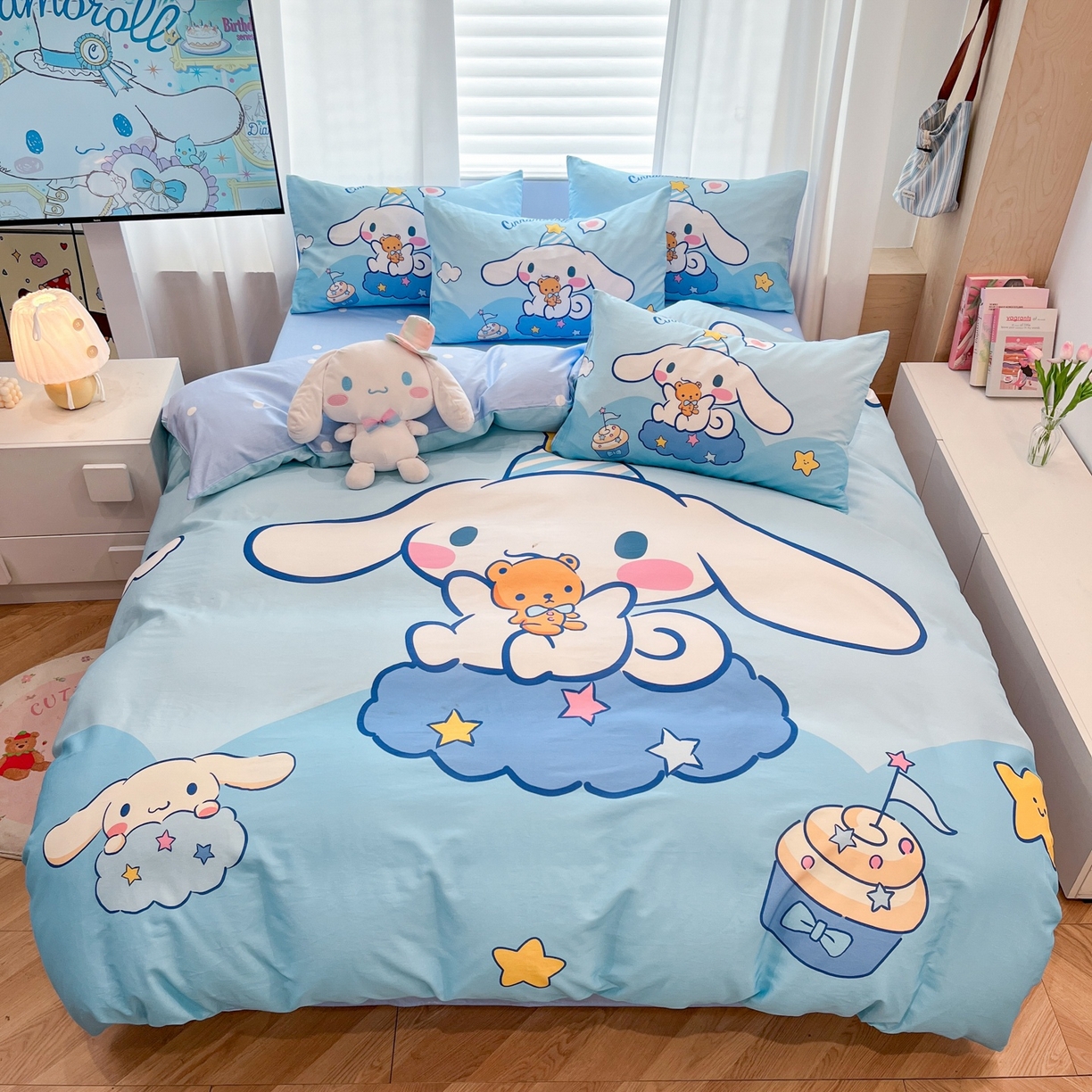 孩子王家纺 2026新款卡通全棉纯棉正版授权大版三丽鸥系列四件套 棉花糖大耳狗