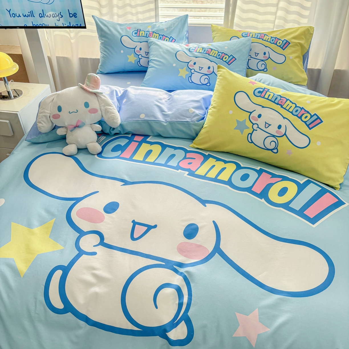 91家纺网 家纺一手货源 找家纺 孩子王家纺 2026新款卡通全棉纯棉正版授权大版三丽鸥系列四件套 星光大耳狗