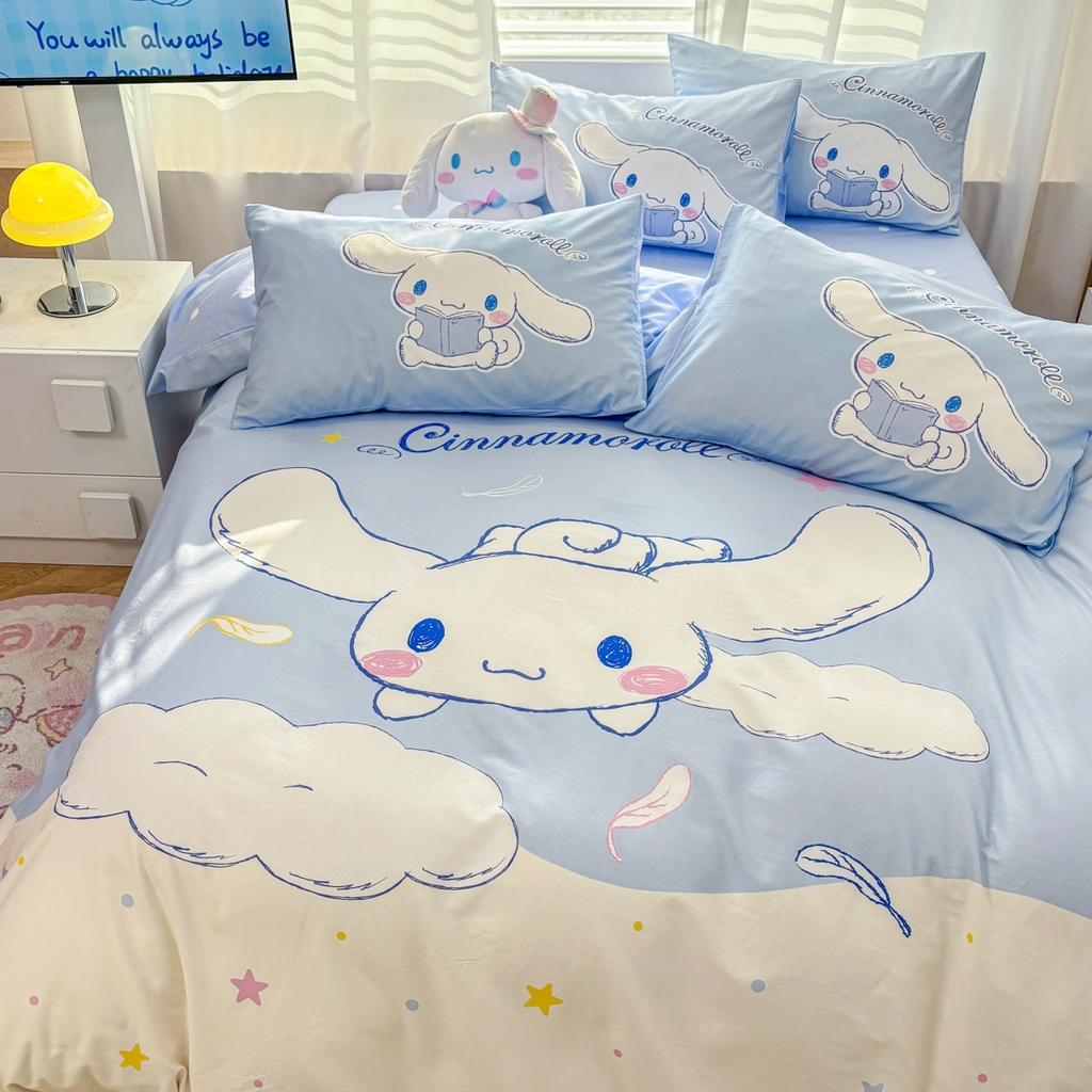 91家纺网 家纺一手货源 找家纺 孩子王家纺 2026新款卡通全棉纯棉正版授权大版三丽鸥系列四件套 欢乐大耳狗