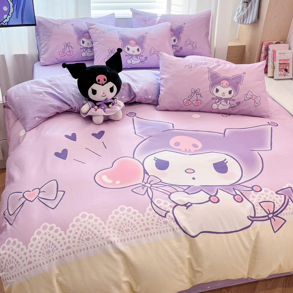 91家纺网 家纺一手货源 找家纺 孩子王家纺 2026新款卡通全棉纯棉正版授权大版三丽鸥系列四件套 幸运库洛米