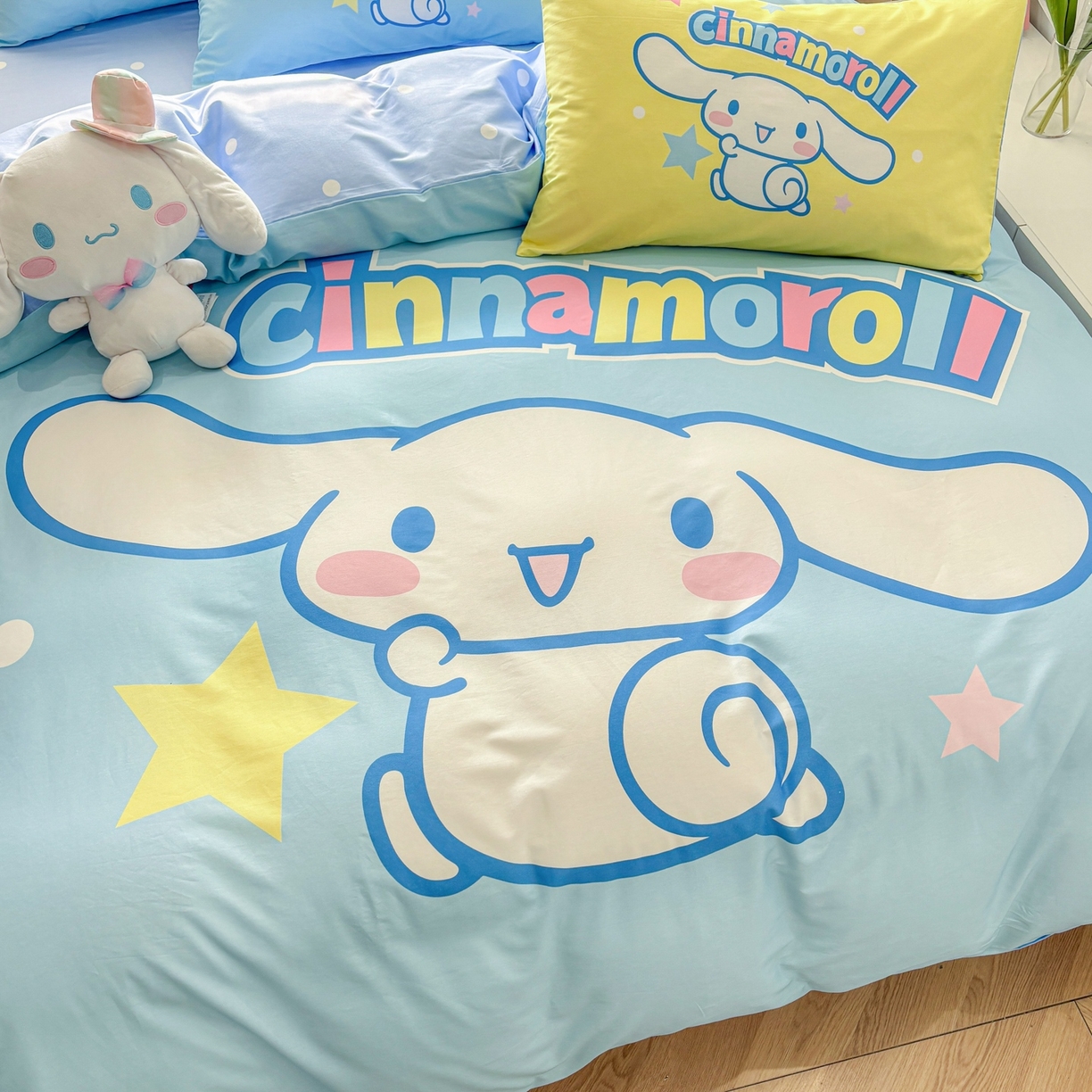 91家纺网 家纺一手货源 找家纺 孩子王家纺 2026新款卡通全棉纯棉正版授权大版三丽鸥系列四件套 星光大耳狗