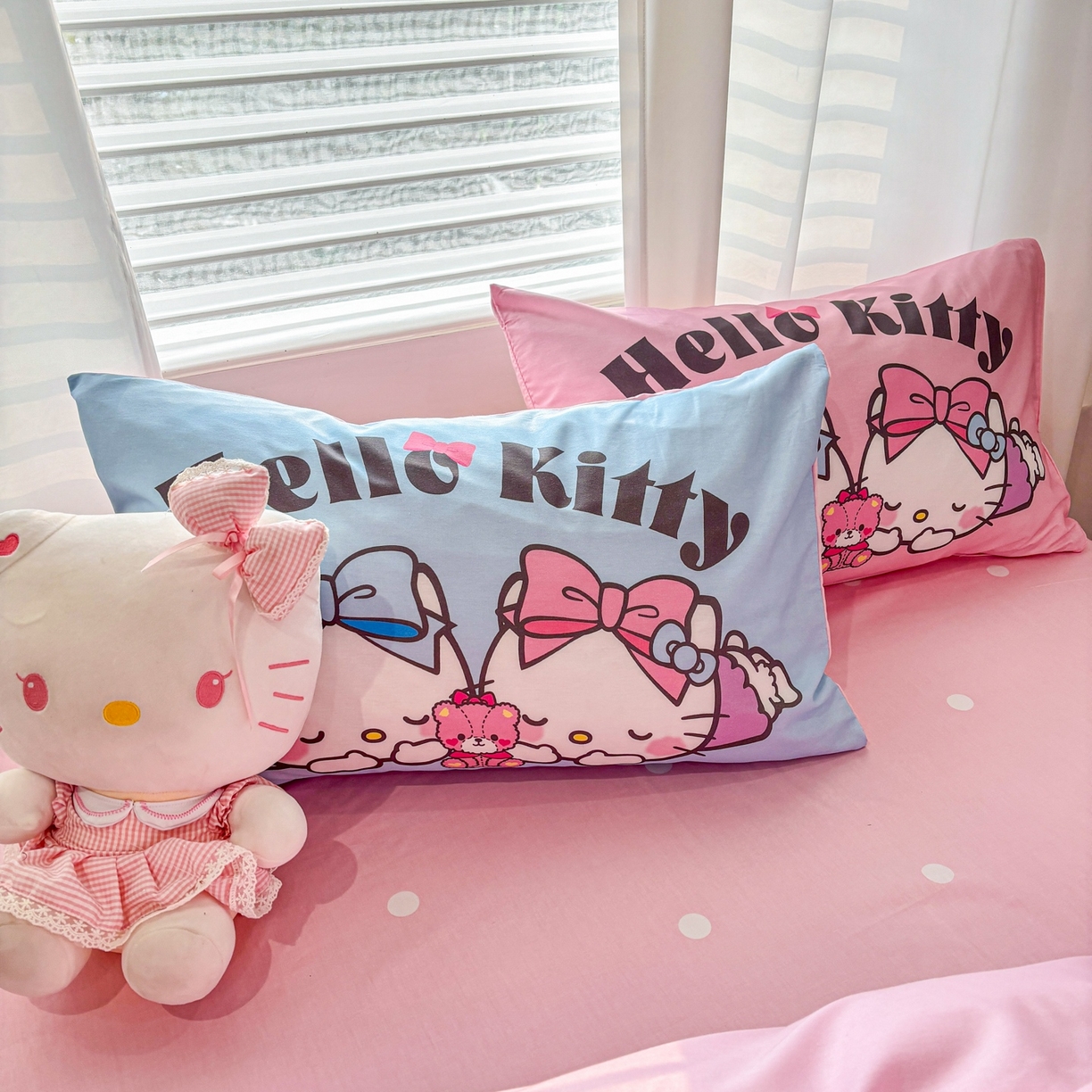 91家纺网 家纺一手货源 找家纺 孩子王家纺 2026新款卡通全棉纯棉正版授权大版三丽鸥系列四件套 kt双子星