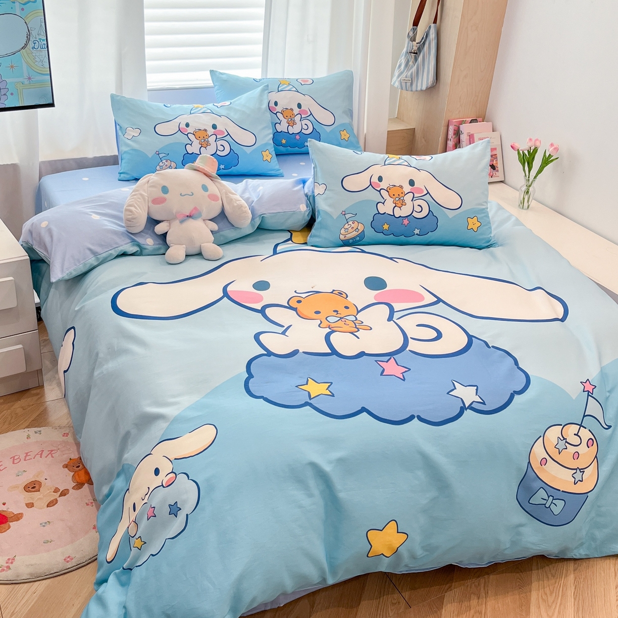 91家纺网 家纺一手货源 找家纺 孩子王家纺 2026新款卡通全棉纯棉正版授权大版三丽鸥系列四件套 棉花糖大耳狗