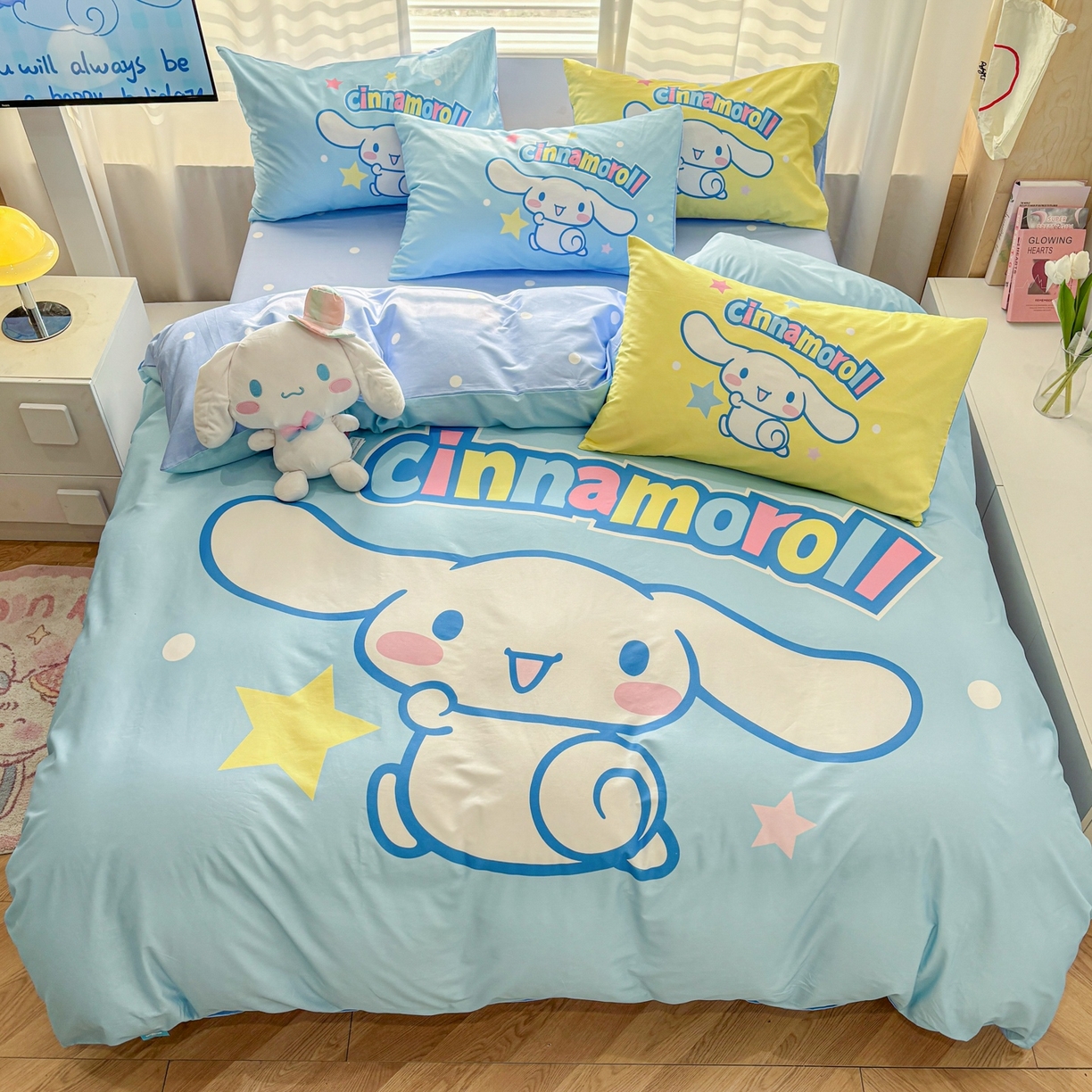 91家纺网 家纺一手货源 找家纺 孩子王家纺 2026新款卡通全棉纯棉正版授权大版三丽鸥系列四件套 星光大耳狗