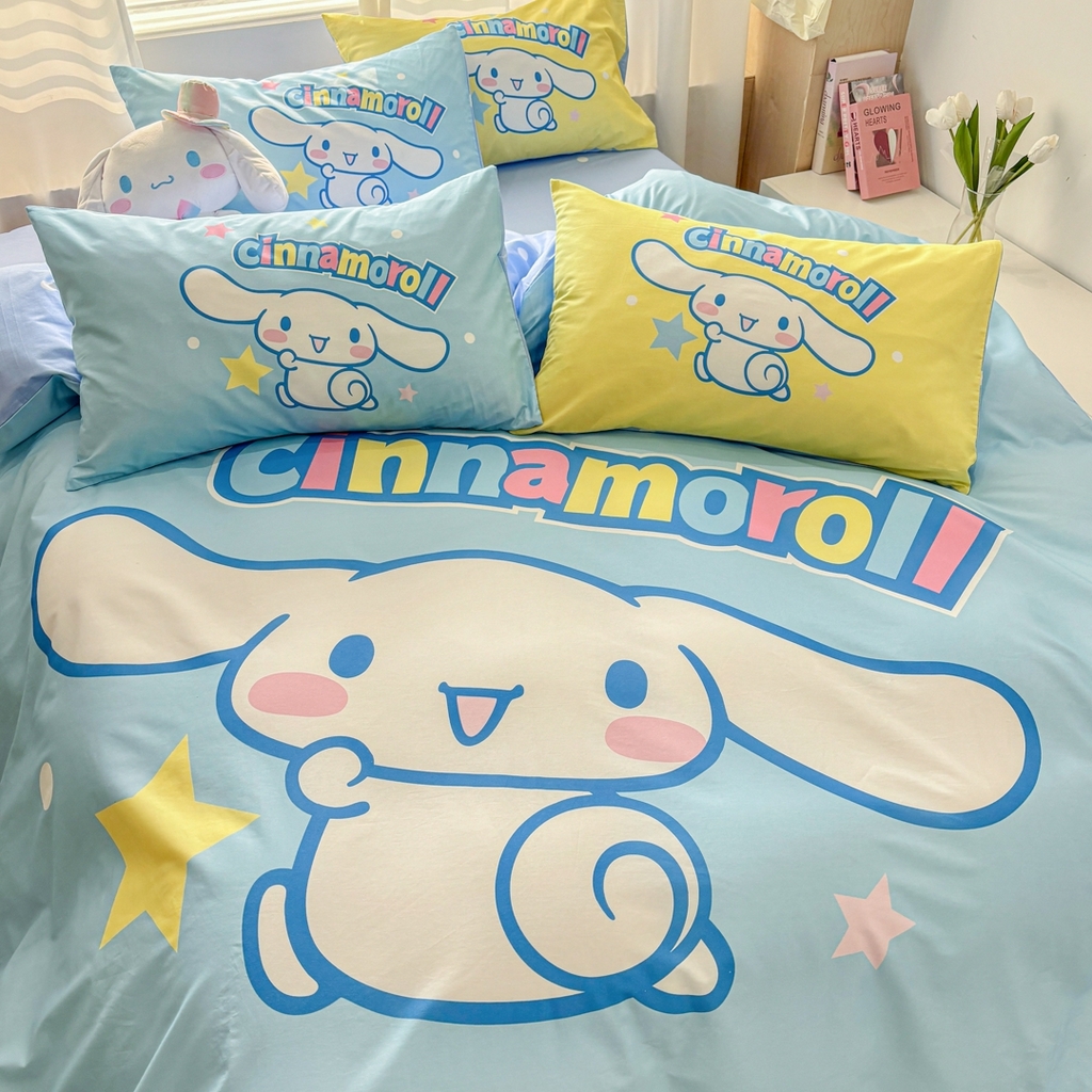 91家纺网 家纺一手货源 找家纺 孩子王家纺 2026新款卡通全棉纯棉正版授权大版三丽鸥系列四件套 星光大耳狗