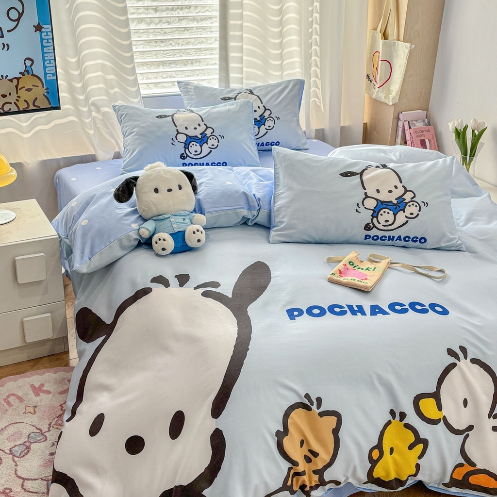 91家纺网 家纺一手货源 找家纺 孩子王家纺 2026新款卡通全棉纯棉正版授权大版三丽鸥系列四件套 童年帕恰