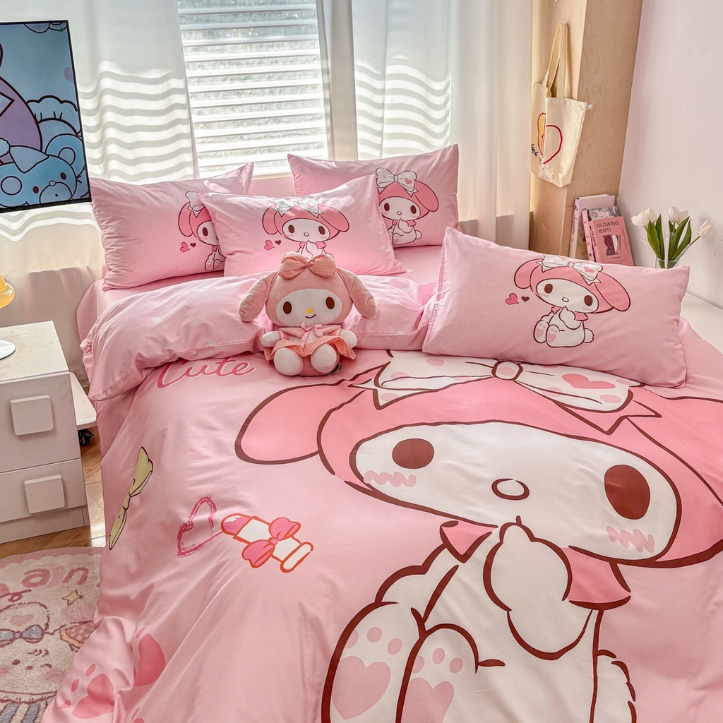 91家纺网 家纺一手货源 找家纺 孩子王家纺 2026新款卡通全棉纯棉正版授权大版三丽鸥系列四件套 仙仙美乐蒂