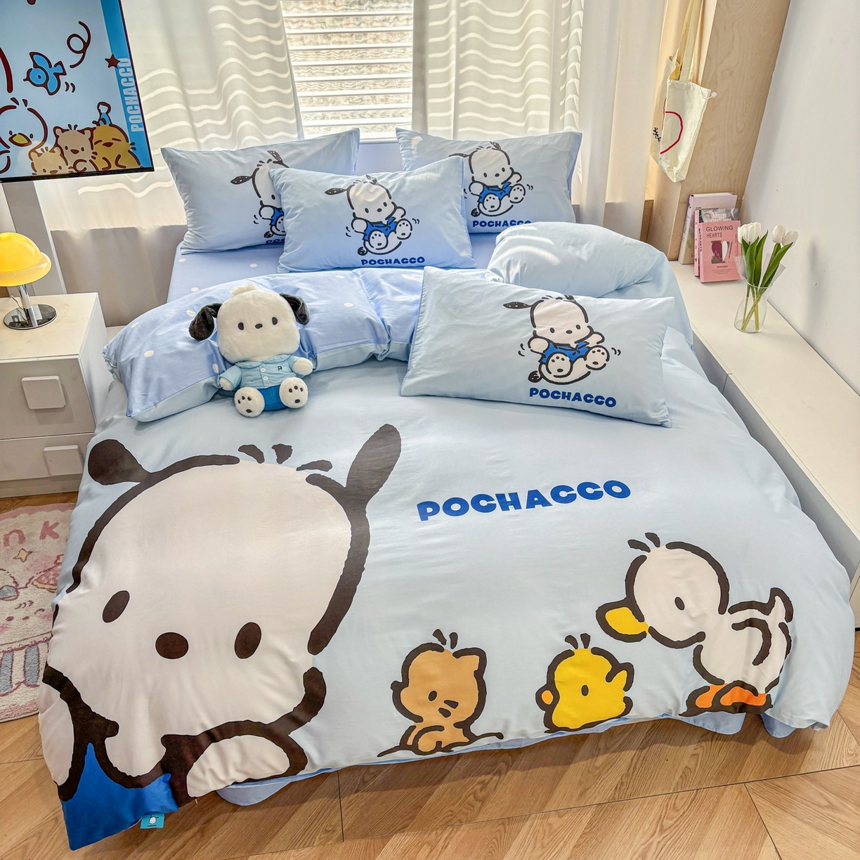 91家纺网 家纺一手货源 找家纺 孩子王家纺 2026新款卡通全棉纯棉正版授权大版三丽鸥系列四件套 童年帕恰