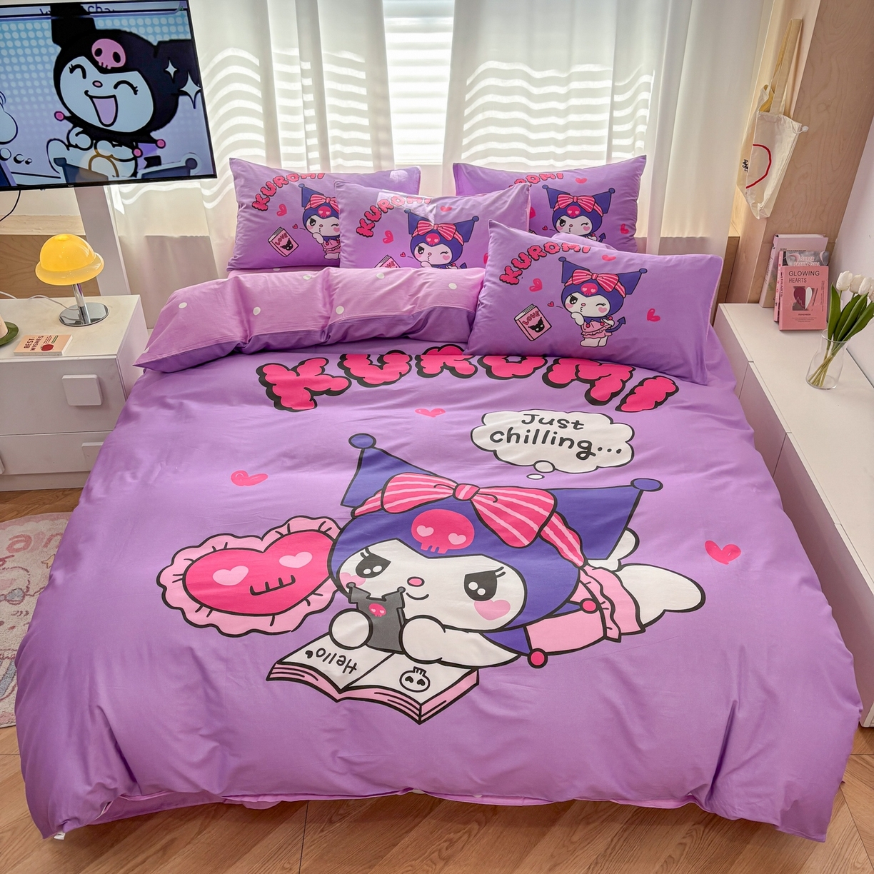 孩子王家纺 2026新款卡通全棉纯棉正版授权大版三丽鸥系列四件套 睡梦库洛米