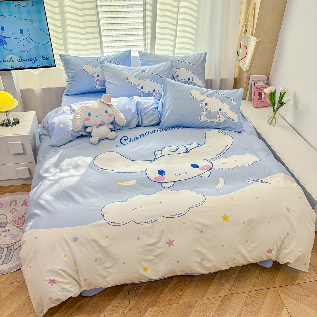 91家纺网 家纺一手货源 找家纺 孩子王家纺 2026新款卡通全棉纯棉正版授权大版三丽鸥系列四件套 欢乐大耳狗