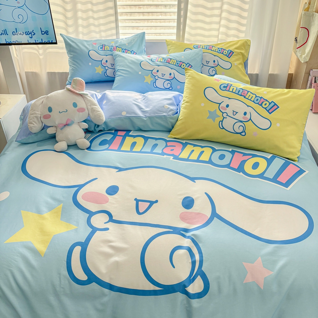 91家纺网 家纺一手货源 找家纺 孩子王家纺 2026新款卡通全棉纯棉正版授权大版三丽鸥系列四件套 星光大耳狗