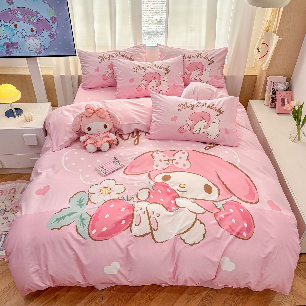 孩子王家纺 2026新款卡通全棉纯棉正版授权大版三丽鸥系列四件套 美乐蒂日记