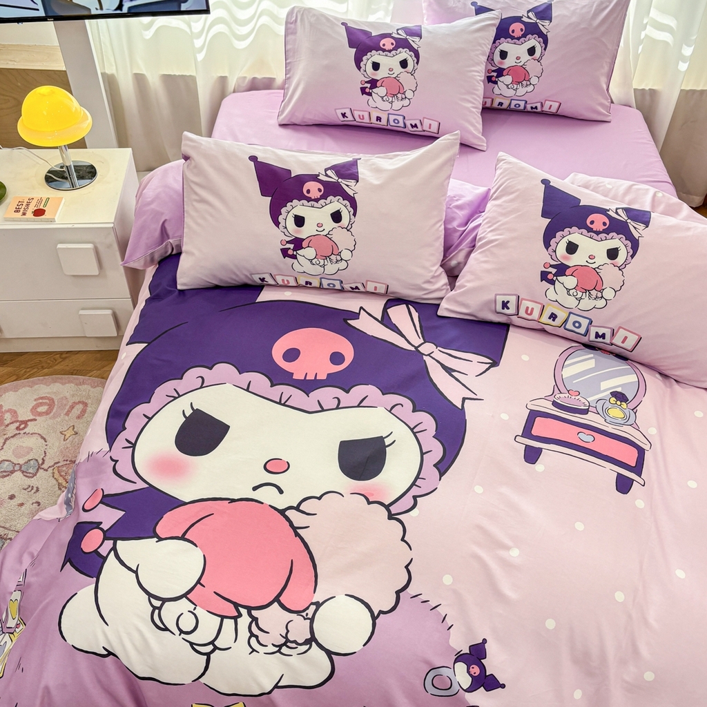 91家纺网 家纺一手货源 找家纺 孩子王家纺 2026新款卡通全棉纯棉正版授权大版三丽鸥系列四件套 美妆库洛米