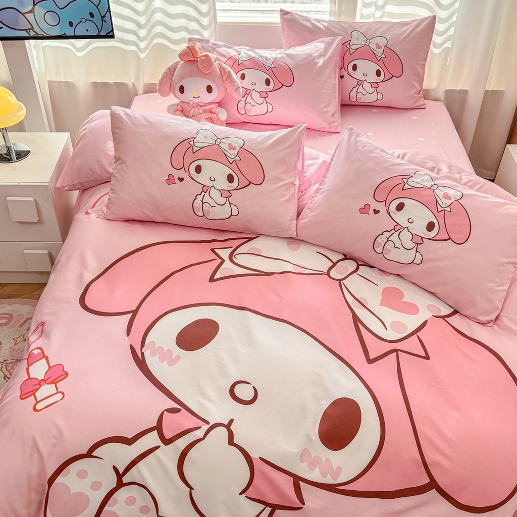 91家纺网 家纺一手货源 找家纺 孩子王家纺 2026新款卡通全棉纯棉正版授权大版三丽鸥系列四件套 仙仙美乐蒂