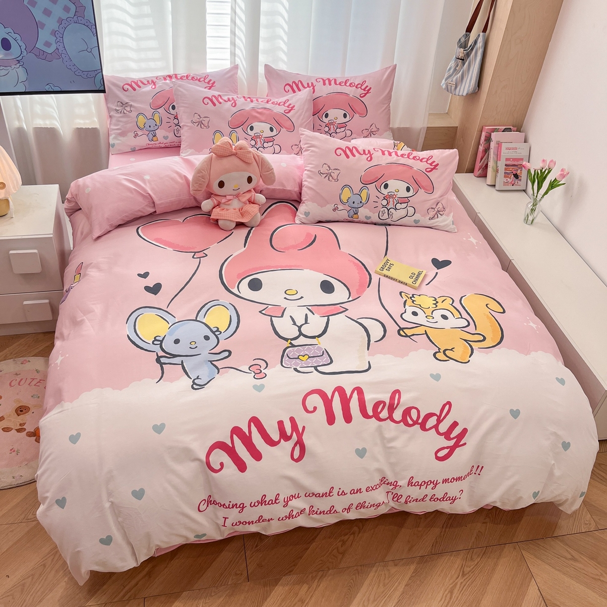 91家纺网 家纺一手货源 找家纺 孩子王家纺 2026新款卡通全棉纯棉正版授权大版三丽鸥系列四件套 卡哇伊美乐蒂