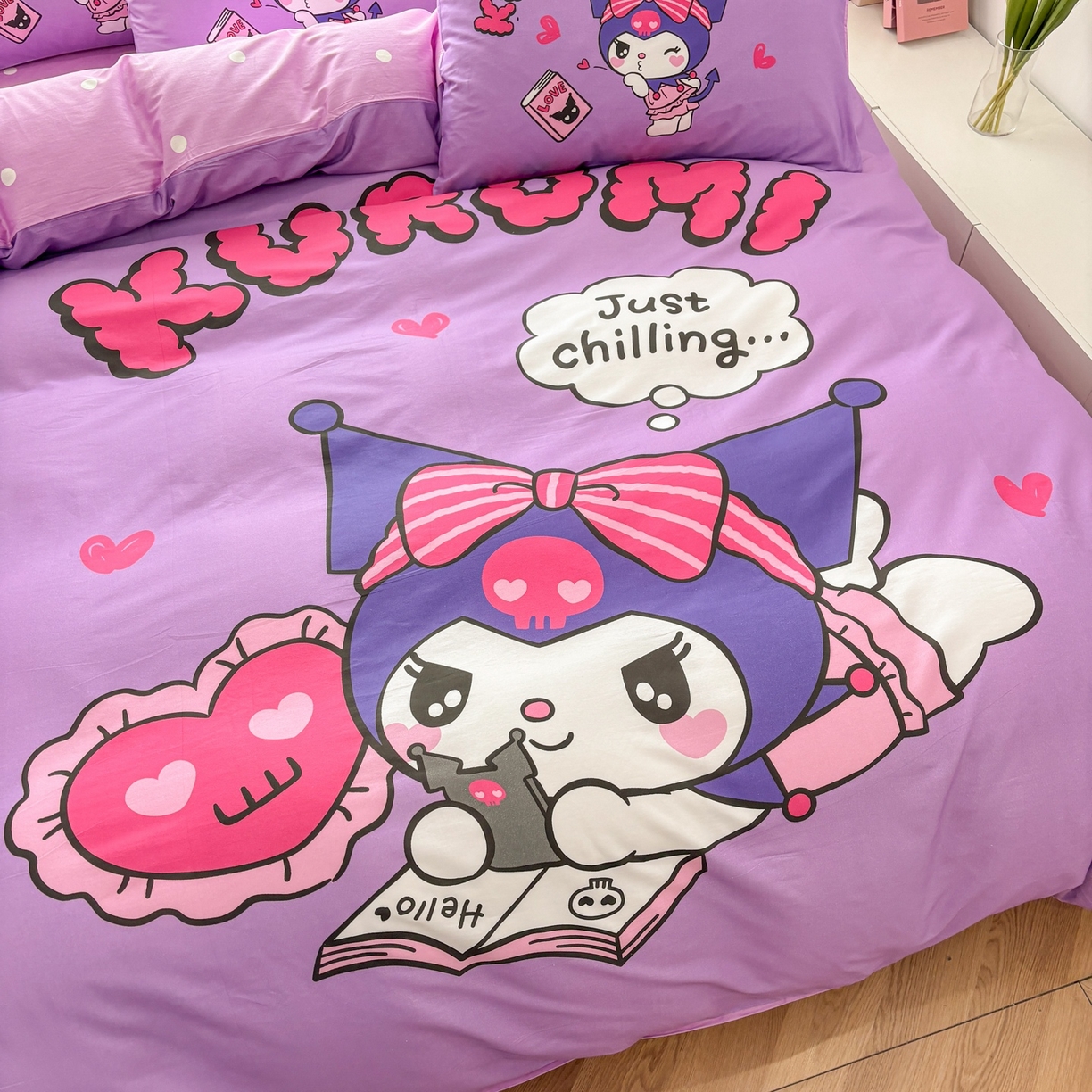 91家纺网 家纺一手货源 找家纺 孩子王家纺 2026新款卡通全棉纯棉正版授权大版三丽鸥系列四件套 睡梦库洛米