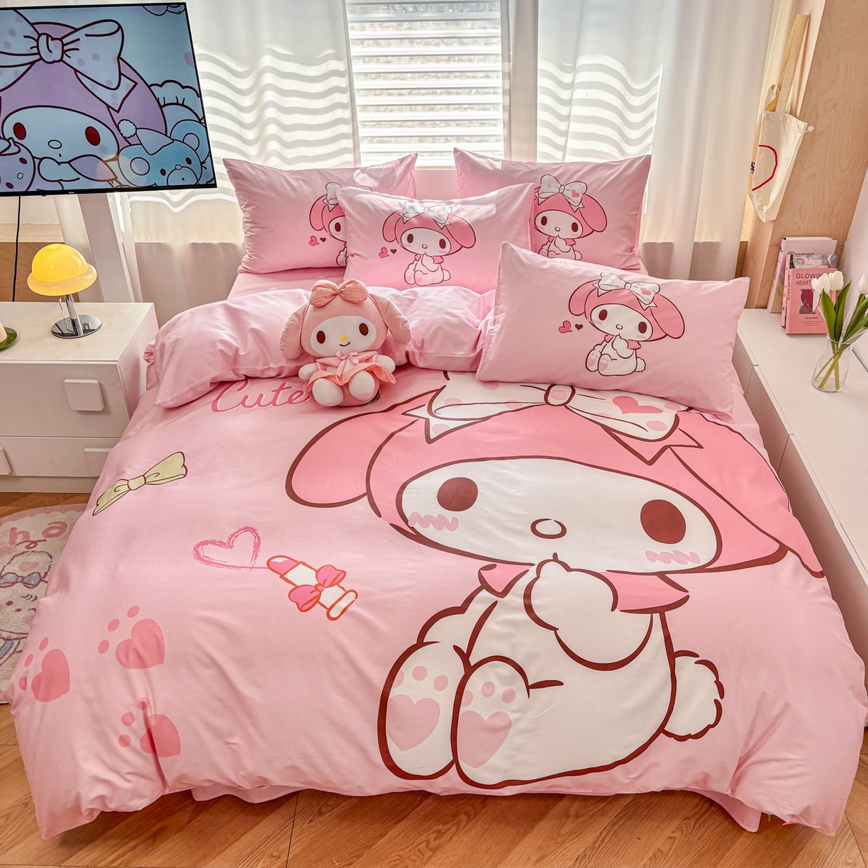 91家纺网 家纺一手货源 找家纺 孩子王家纺 2026新款卡通全棉纯棉正版授权大版三丽鸥系列四件套 仙仙美乐蒂