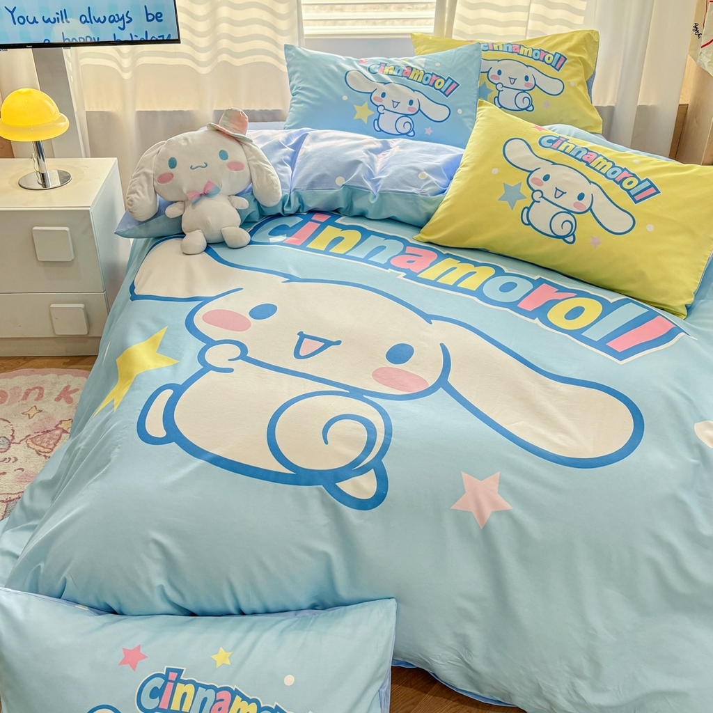 91家纺网 家纺一手货源 找家纺 孩子王家纺 2026新款卡通全棉纯棉正版授权大版三丽鸥系列四件套 星光大耳狗