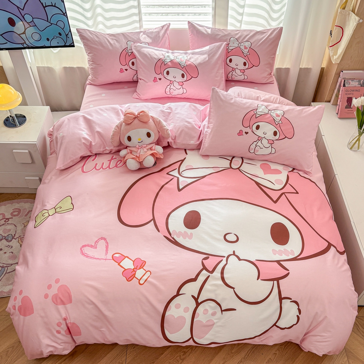 91家纺网 家纺一手货源 找家纺 孩子王家纺 2026新款卡通全棉纯棉正版授权大版三丽鸥系列四件套 仙仙美乐蒂