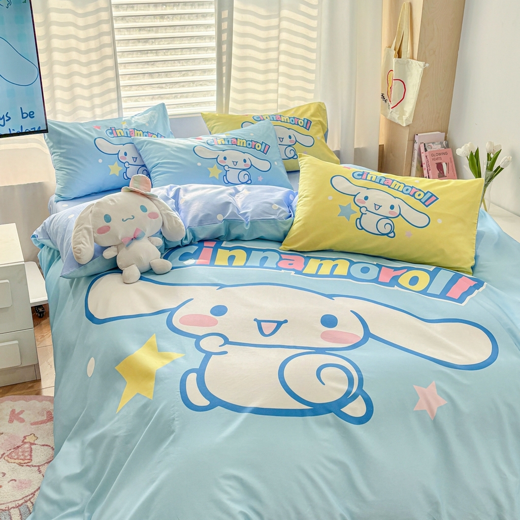 91家纺网 家纺一手货源 找家纺 孩子王家纺 2026新款卡通全棉纯棉正版授权大版三丽鸥系列四件套 星光大耳狗