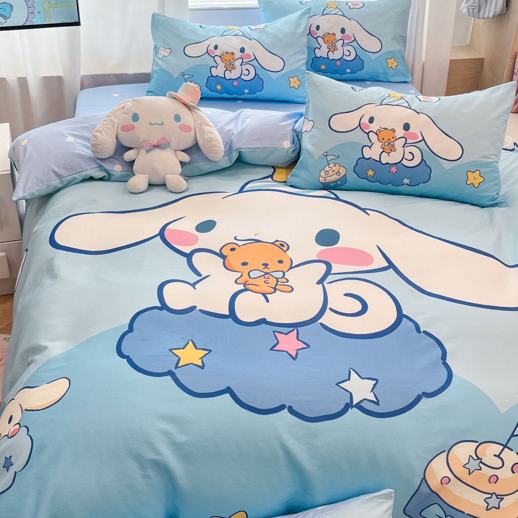 91家纺网 家纺一手货源 找家纺 孩子王家纺 2026新款卡通全棉纯棉正版授权大版三丽鸥系列四件套 棉花糖大耳狗