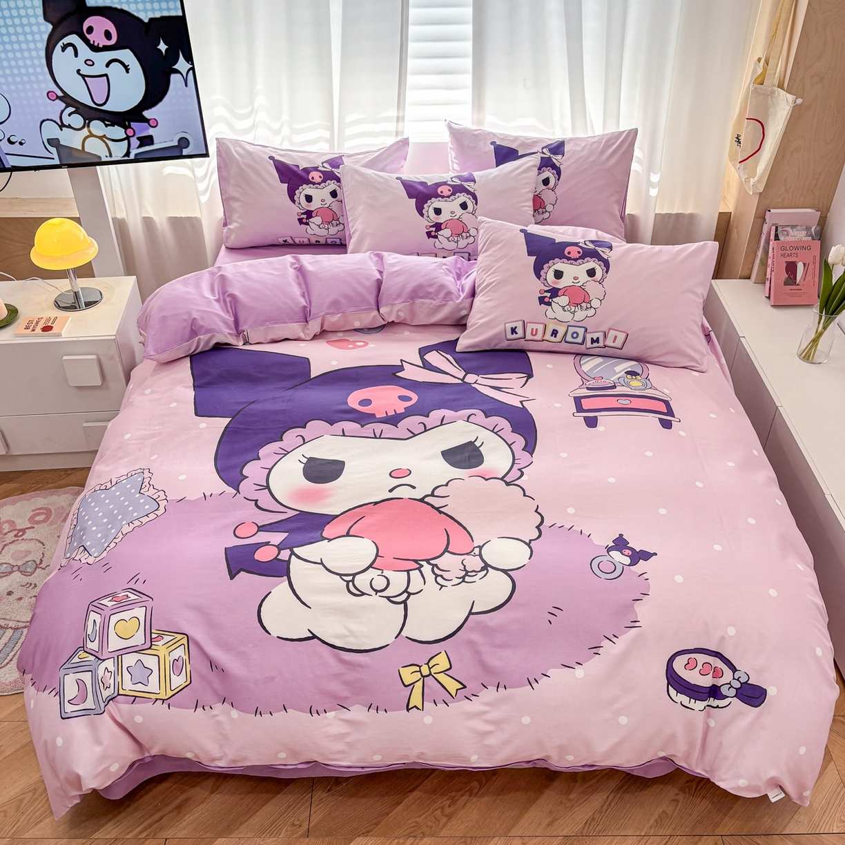 孩子王家纺 2026新款卡通全棉纯棉正版授权大版三丽鸥系列四件套 美妆库洛米