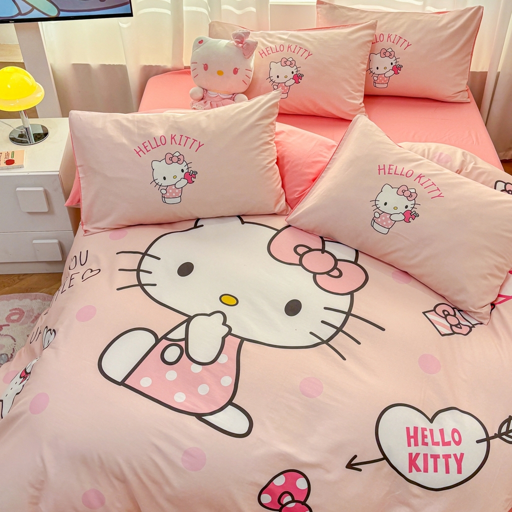 91家纺网 家纺一手货源 找家纺 孩子王家纺 2026新款卡通全棉纯棉正版授权大版三丽鸥系列四件套 时尚kt