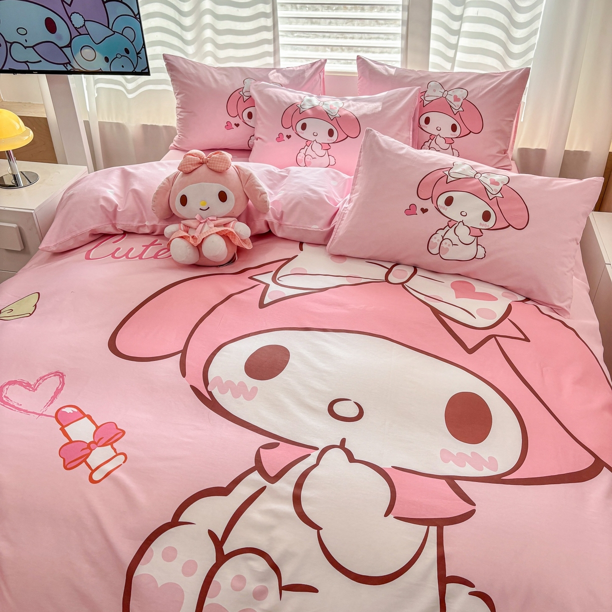 91家纺网 家纺一手货源 找家纺 孩子王家纺 2026新款卡通全棉纯棉正版授权大版三丽鸥系列四件套 仙仙美乐蒂