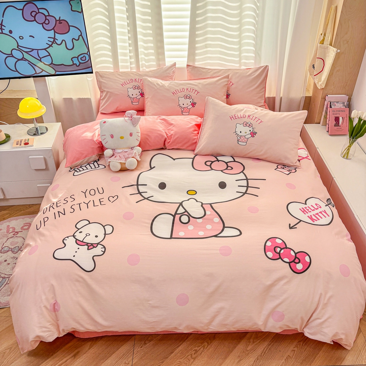 孩子王家纺 2026新款卡通全棉纯棉正版授权大版三丽鸥系列四件套 时尚kt